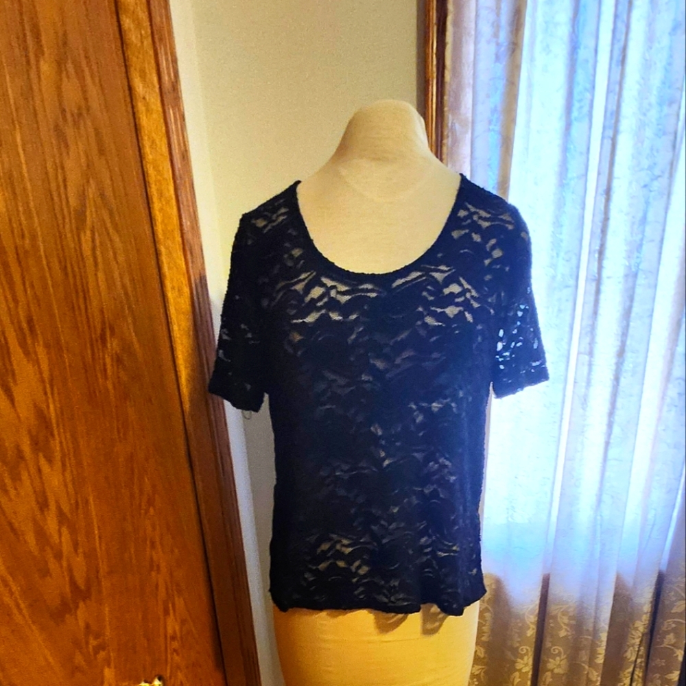 Y2k Juniors Elegant Black Lace Top Charlotte Russ